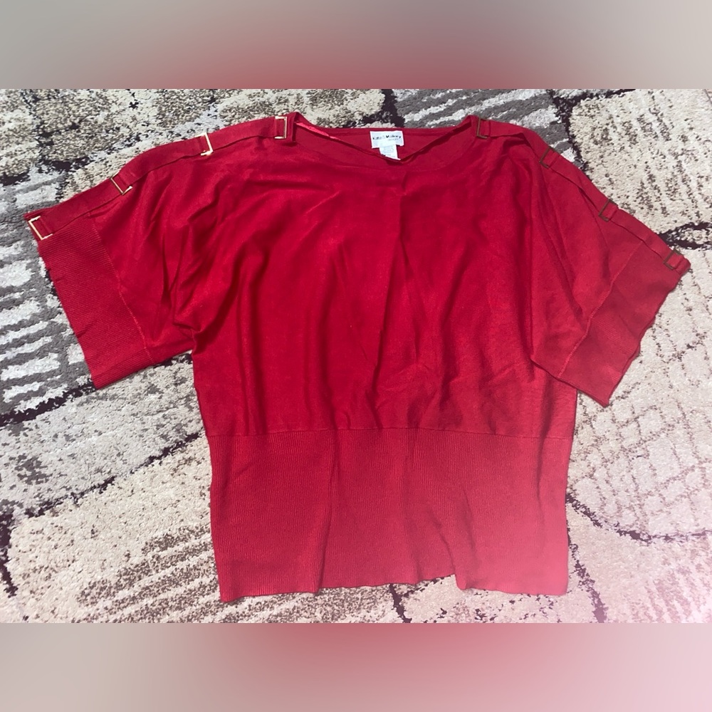 Kate & Mallory Red Blouse with Gold Accents - Picture 2 of 2